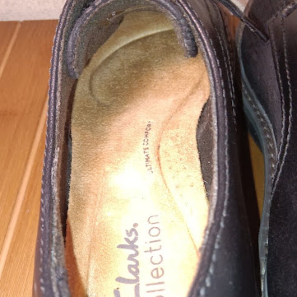 Clarks Collection Women 7.5 Plaid Fabric Oxford Wedge Platform Loafer Black NWT - Picture 6 of 10